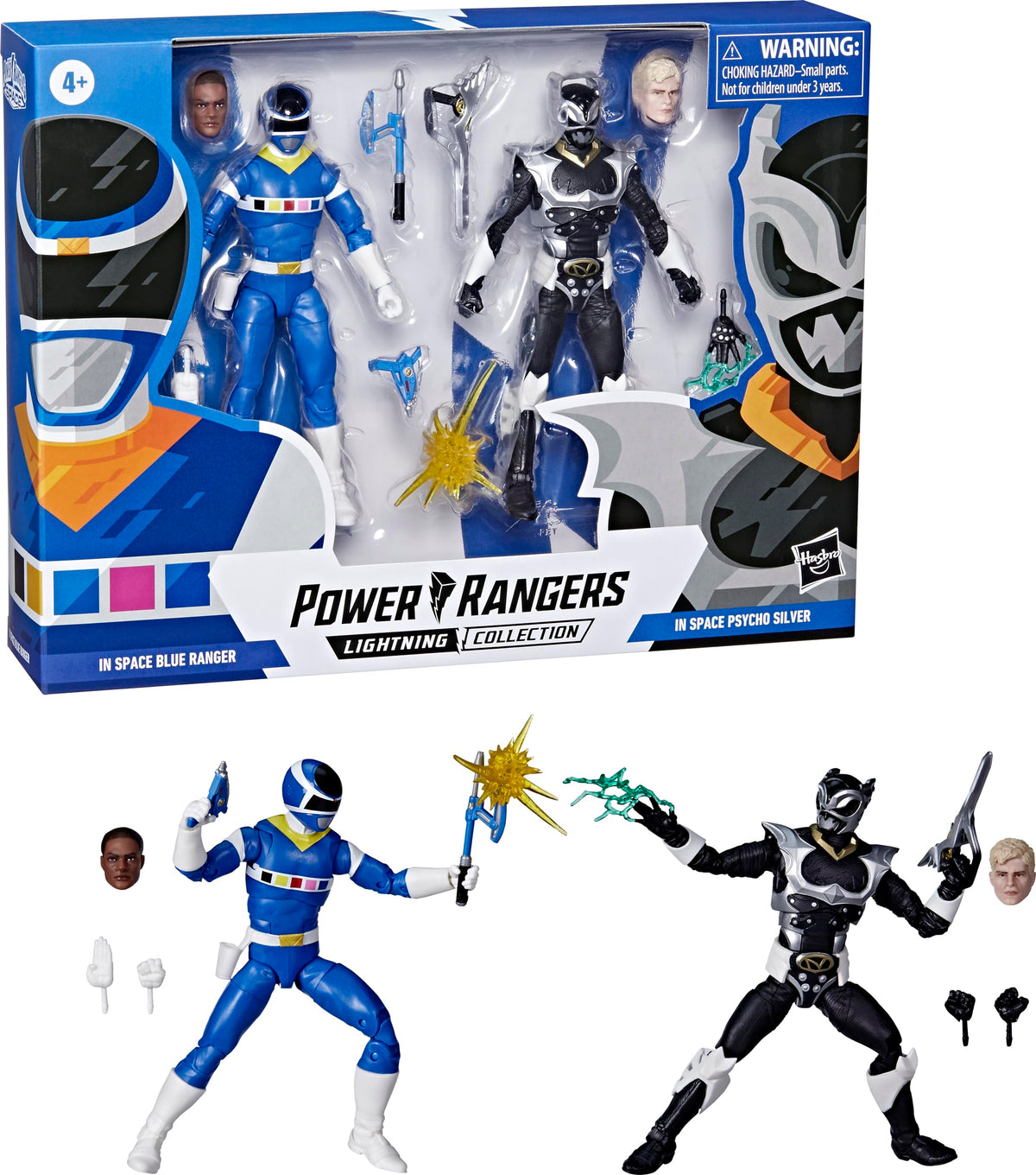 Power Rangers Lightning Collection in Space Blue Ranger Vs. Silver Psycho Ranger 2-Pack 6-Inch Premium Collectible Action Figure Toys
