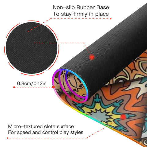 Boho Mandala Wireless Charging Mouse Pad for Mobile Phone Extra Large Gaming Mousepad with 13 Lighting Modes Computer Mat for Gaming MacBook PC Laptop Desk Home Office