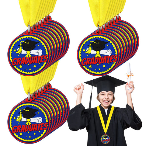Bucherry Kindergarten Graduation Medals for Kids Bulk Graduation Award Medals with Yellow Neck Ribbon 2 Inch Preschool Graduation Medals Graduation Favors for Graduating Gifts (60 Pcs)