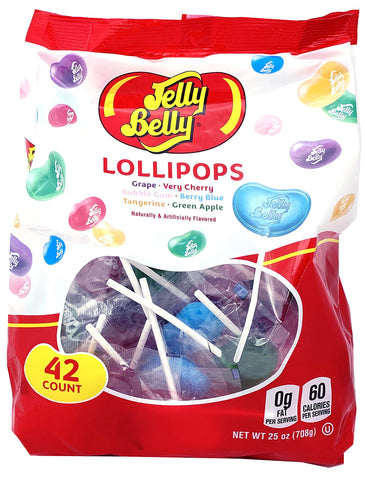 Adams & Brooks Jelly Belly Lollipops 42 Count -Jelly Belly Candy, Classic Jelly Belly Flavors, Individually Wrapped Lollipops, Kosher Candy