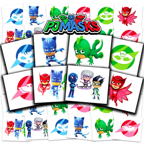 PJ Masks Tattoos Party Favors Bundle ~ 72 Perforated Individual 2" x 2" PJ Masks Temporary Tattoos for Kids Boys Girls (PJ Masks Party Supplies MADE IN USA)