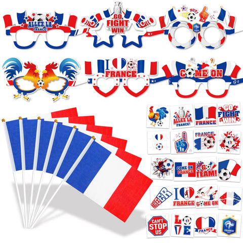 HOWAF 2024 Football Euro Decorations England, 12 England Euro Championship 2024 Glasses Paper 2024 Football Euro Glasses, 12 Hand Held England Flag St Georges Flag, 20 England Football Euro Tattoos
