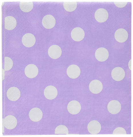Dots Luncheon Napkin Color Party Tableware, 16 Pieces, Made from Paper, Lavender, by Amscan