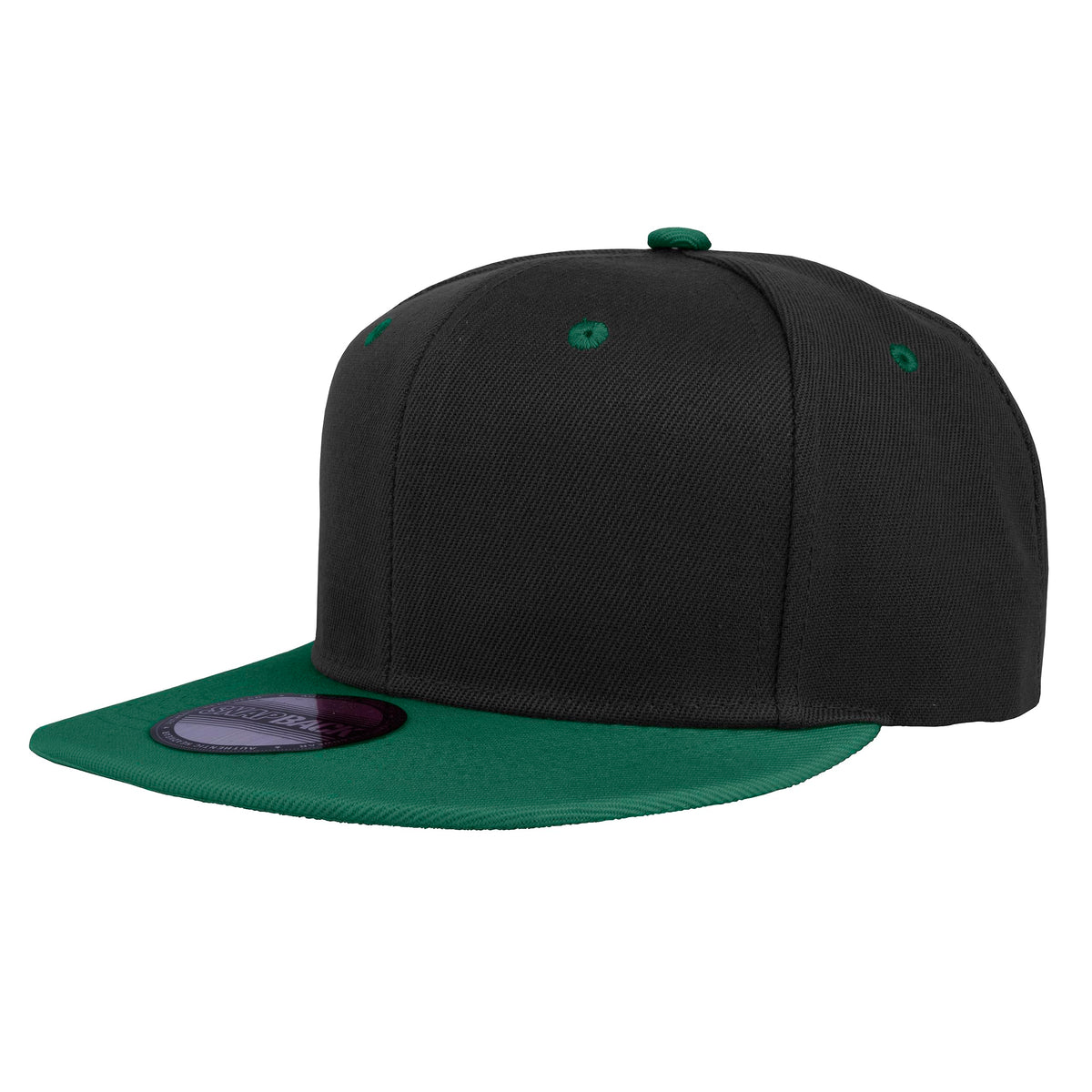 Gelante Snapback Hats for Men - Flat Bill Brim Baseball Cap Hat - Plain Blank Adjustable 1500-1PC Black/Dark Green