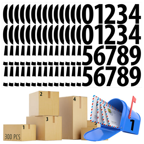 300 PCS Number Stickers, 3" Waterproof Vinyl Number Stickers Self-Adhesive Consecutive Number 0-9 Labels without Residue Left for Office, Classroom, Indoor, Boxes, Storage (15 Sheets, Black)