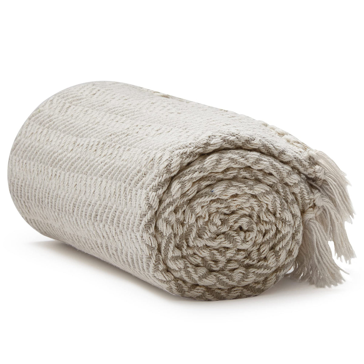 Americanflat Throw Blanket for Couch, 50x60, Cream Beige Zigzag