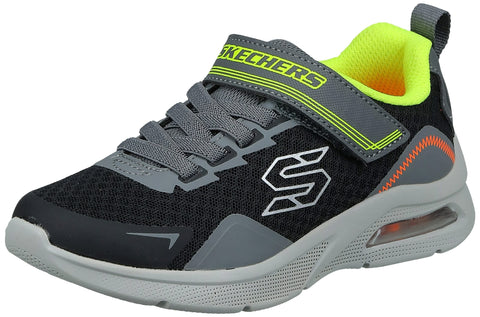 Skechers Kids Boy's Microspec Max-Ravork Sneaker, Charcoal/Black, 1 Little Kid