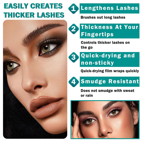 4D Silk Fiber Lash Mascara 2 in 1 Lash Cosmetics Waterproof Mascara Natural 5X Longer Non-clumping Thickening Effect Black Fiber Mascara