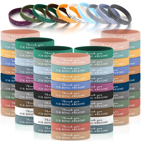 200 Pcs Inspirational Wristband Motivational Silicone Bracelets Thank You Gifts Bulk Teacher Appreciation Gifts in Bulk, Rubber Positive Affirmation Bracelets for Women Men Employee Coworker