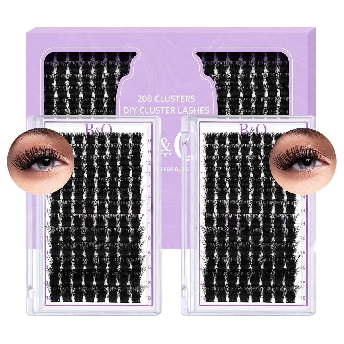Lash Clusters 208 PCS Cluster Lashes Individual Lashes B07 Eyelash Extensions 10-18mm DIY Lash Extensions D Curl Volume Wispy Soft Comfortable Band False Lashes (D-10-18MIX,B07)