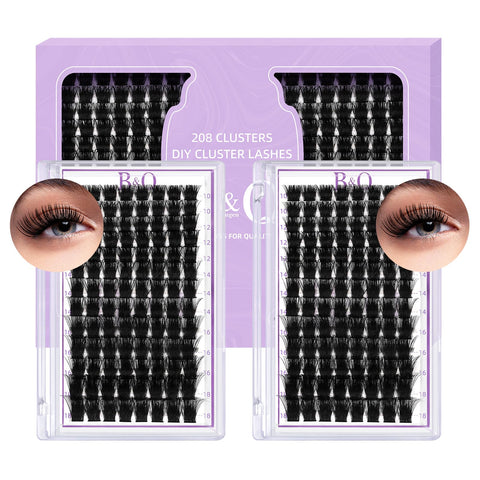 Lash Clusters 208 PCS Cluster Lashes Individual Lashes B07 Eyelash Extensions 10-18mm DIY Lash Extensions D Curl Volume Wispy Soft Comfortable Band False Lashes (D-10-18MIX,B07)