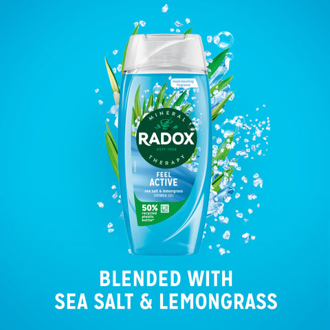 Radox Mineral Therapy Feel Active Shower Gel with Sea Salt & Lemongrass Scent - 225ml (Pack of 6)