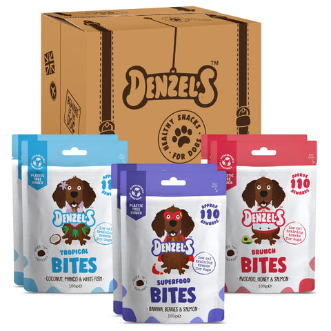Denzel's All Natural Dog Treats - Training Bites - Fish Variety Pack (6 x 100g)