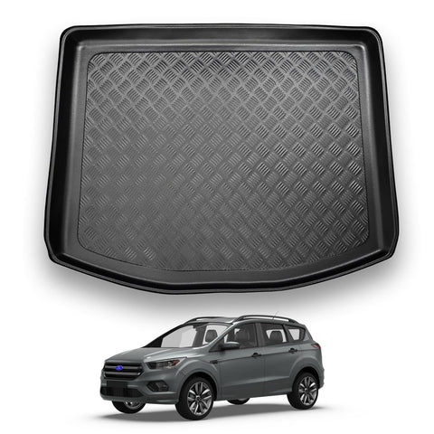 Nomad Boot Liner Compatible with Ford Kuga 2013-2020 Recyclable Plastic (PE) Tailored Fit Car Floor Mat Protector Guard Tray Black Custom Fitted Accessory Dog Friendly Waterproof with Raised Edges