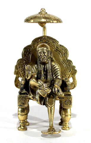 eSplanade - 6" Premium Brass Statue/Idol Shirdi Sai Baba with Chair and Chatra Showpiece/Decorative Brass Item/Home DÃ©cor/Office Decorative Items.