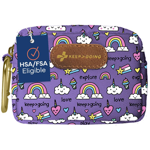 KeepGoing Small Travel First Aid Kit Kids - 60 Pc. Mini First Aid Kit for Purse, Diaper Bag, & Backpack with Latex-Free Bandages - 4 Oz., & 4.5 x 3.5 x 2 in, TSA-Approved