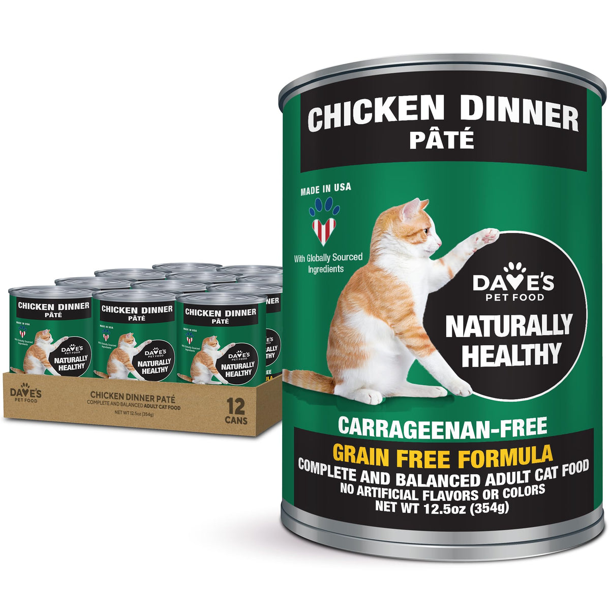 Dave'S Pet Food Naturally Healthy Grain-Free Chicken Formula Canned Cat Food, 12.5-Oz, Case Of 12