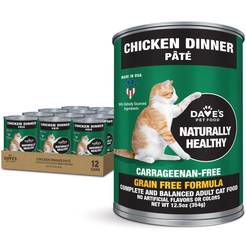 Dave'S Pet Food Naturally Healthy Grain-Free Chicken Formula Canned Cat Food, 12.5-Oz, Case Of 12