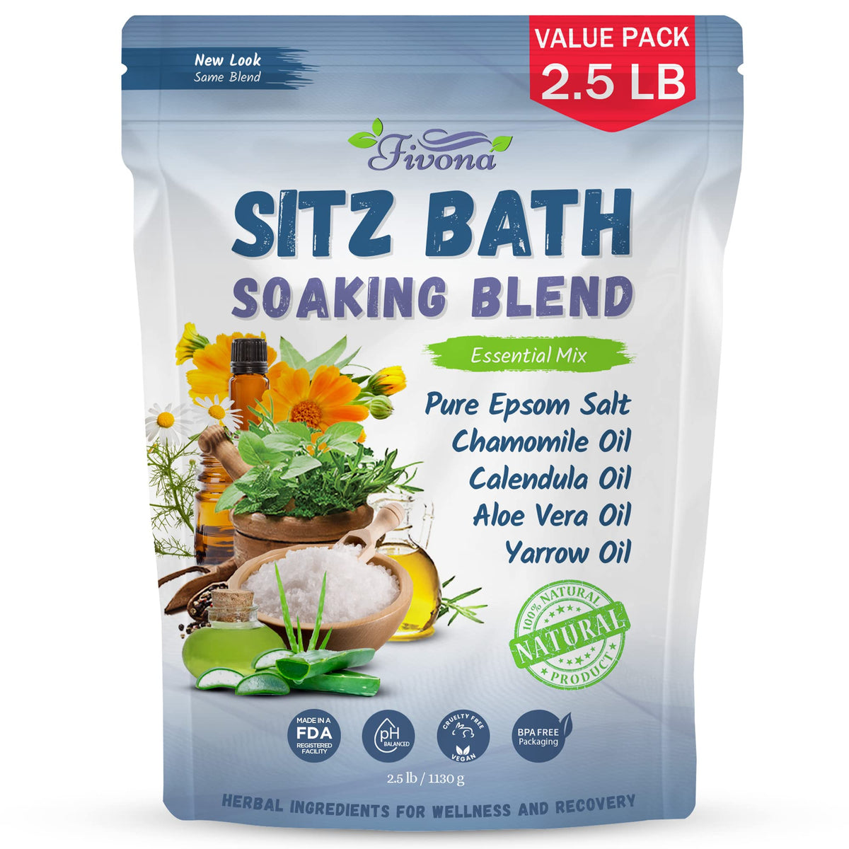 Hemorrhoid Treatment 40oz Sitz Bath Salts Postpartum Soaking Blend Epsom Salt Soak with All Natural Oils for Self Care Bartholin Cyst Treatment, Large Value Pack