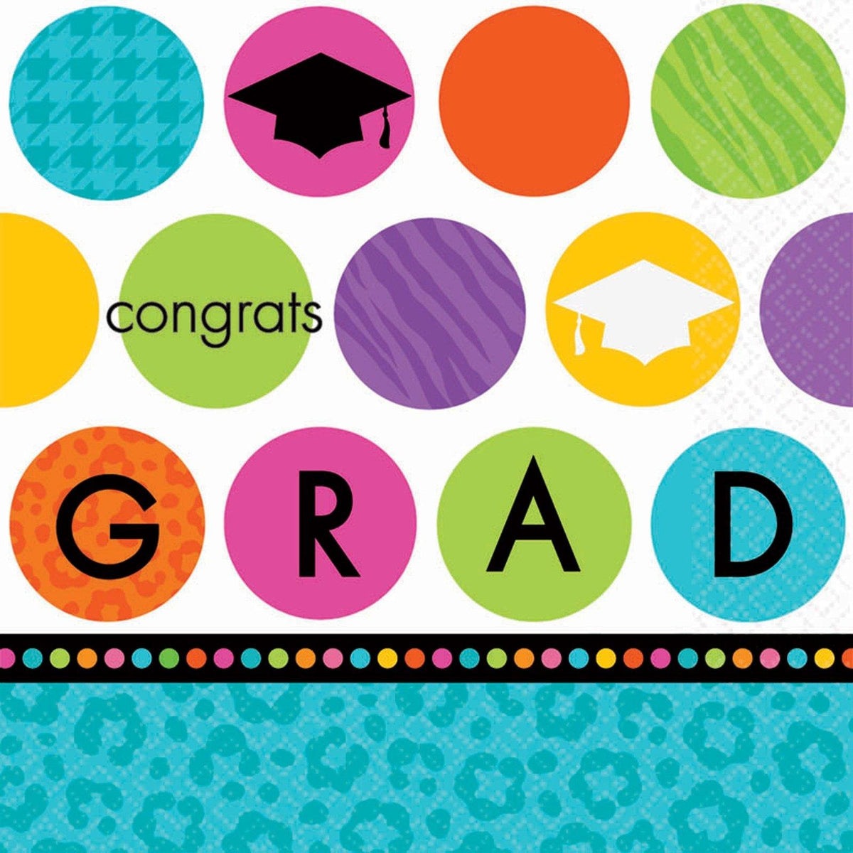 Colorful Commencement Graduation Lunch Napkins Party Accessory
