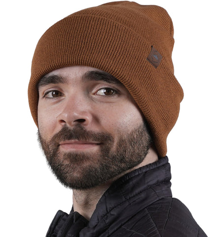 Tough Headwear Cuffed Beanie Hats for Men - Winter Beanies for Women - Toboggan Hat - Mens Winter Knit Hat - Stocking Cap Rust