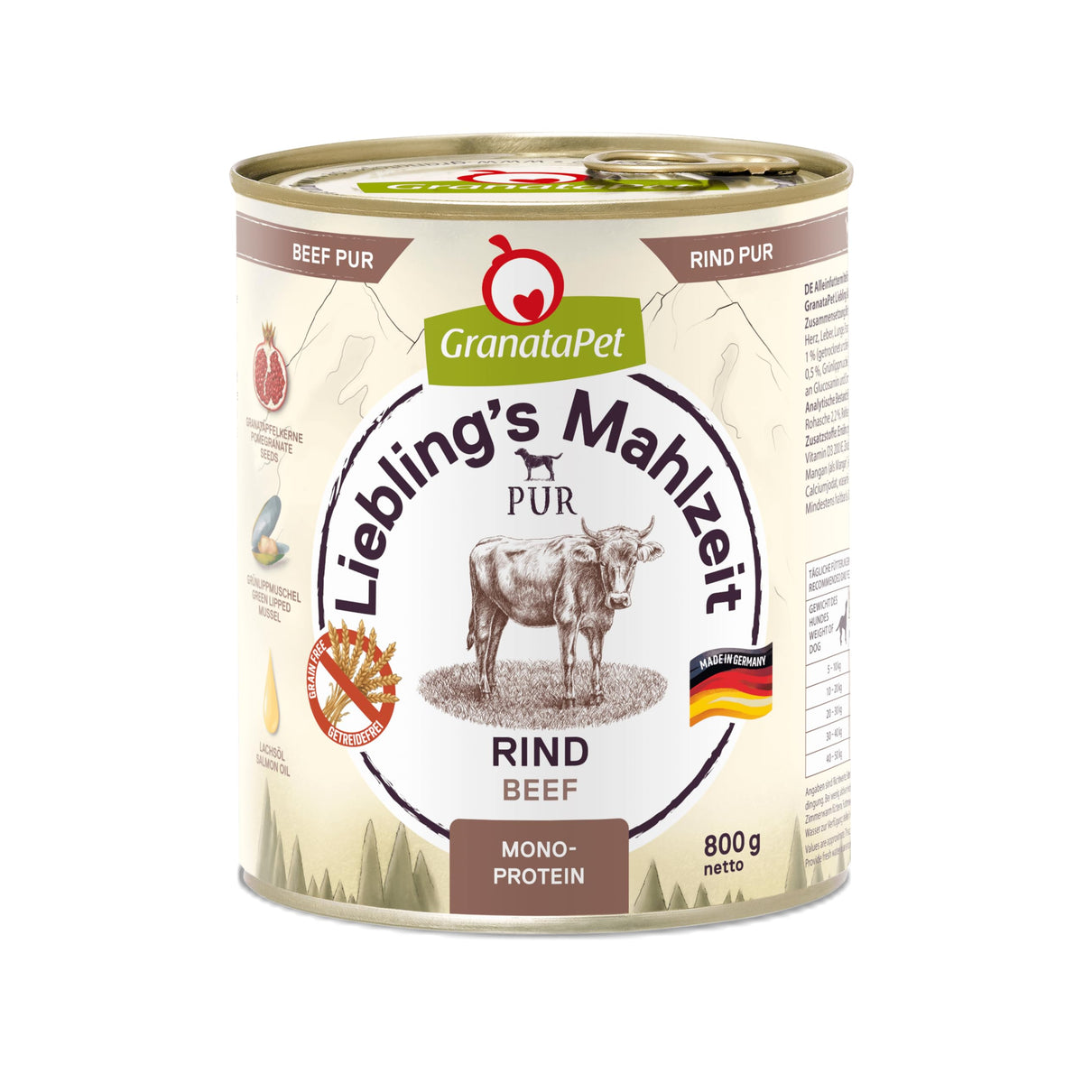LieblingÂ´s Mahlzeit Favourite's Meal Wet Dog Food Pure Beef, 800 g (Pack of 6)