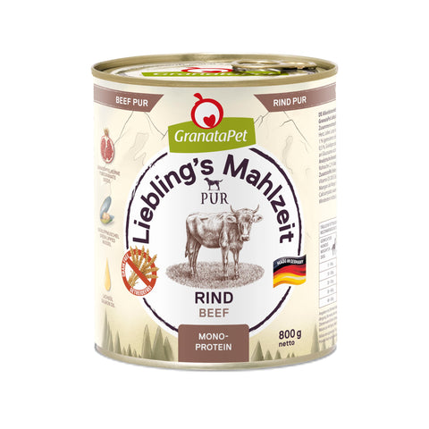 LieblingÂ´s Mahlzeit Favourite's Meal Wet Dog Food Pure Beef, 800 g (Pack of 6)