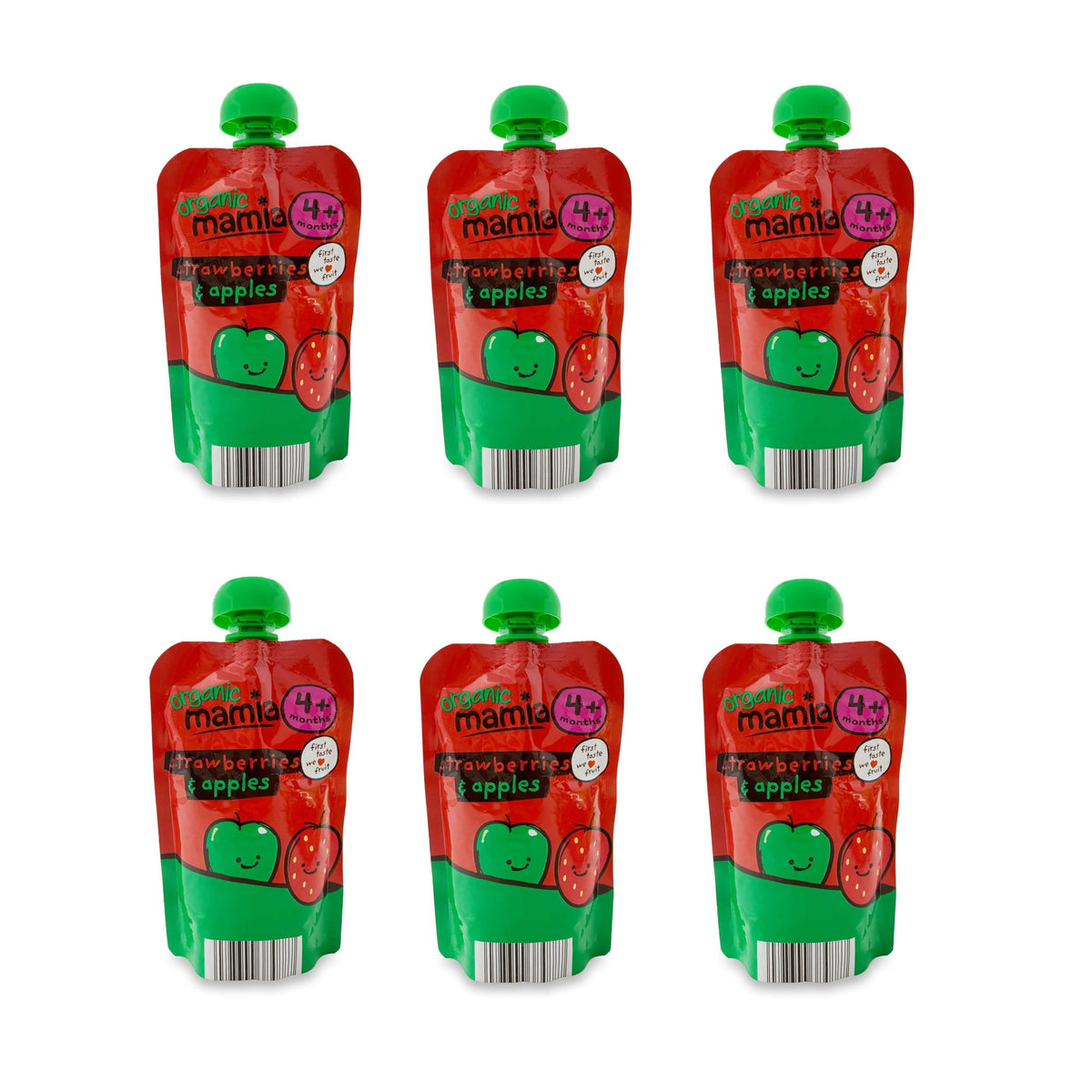 6x Mamia Strawberries & Apples Puree 4+ Months 120g