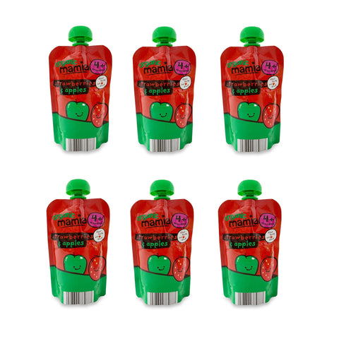 6x Mamia Strawberries & Apples Puree 4+ Months 120g