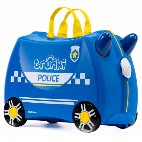TRUNKI Childrenâ€™s Ride-On Suitcase and Kid's Hand Luggage | Perfect Toy Gift for 3-4 Year Old Boys & Girls : Percy The Policecar (Blue)