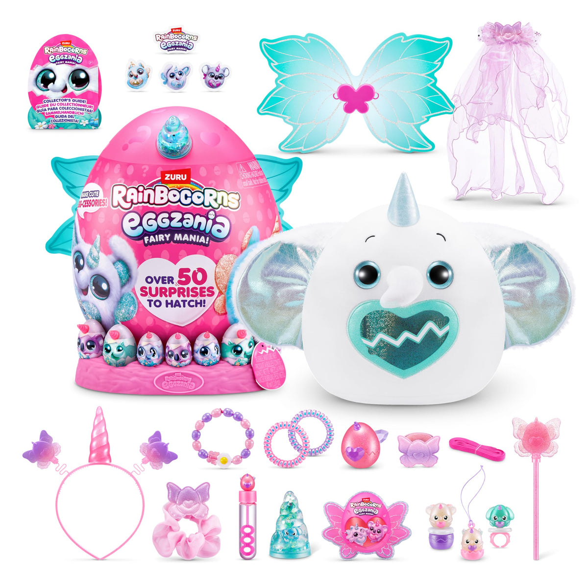 Rainbocorns Eggzania Fairy Mania Elephant (Flippity-Boo) by ZURU, Plush Toy, Collectible Plush, Surprise Eggs, Wearable Accessories, Toys for Girls (Elephant)