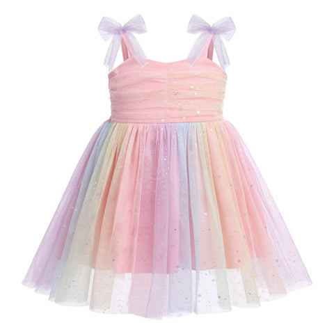 Baby Flower Girl Dress Rainbow Baby Sequin Dress for Girls Princess Dress Kids First Birthday Outfit Cake Smash Outfit Girl Infant Tutu Toddler Pageant Baptism Dresses for Baby Girl Pink Dress 2-3 Y