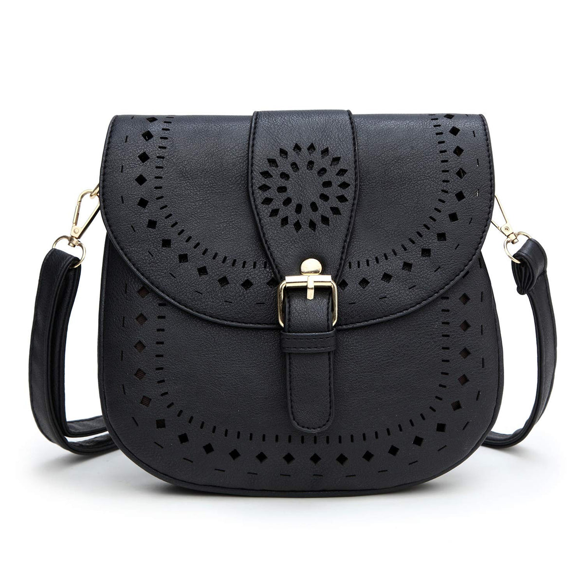 DCCN Women's Shoulder Bag PU Leather Crossbody Bag(Black)