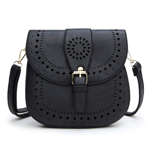 DCCN Women's Shoulder Bag PU Leather Crossbody Bag(Black)