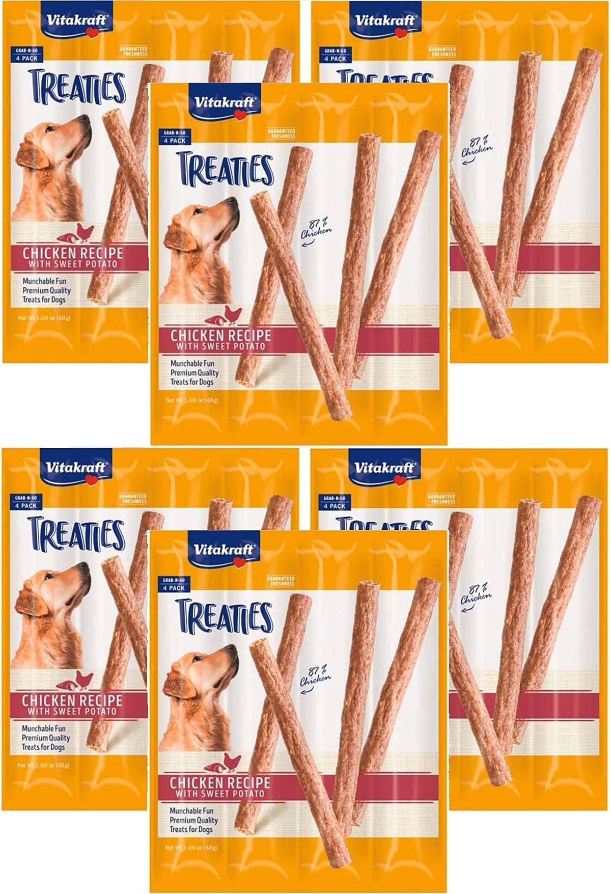 Vitakraft 24 Pack of Treaties for Dogs, Smoked Chicken Recipe with Sweet Potato, Munchable Treat Sticks