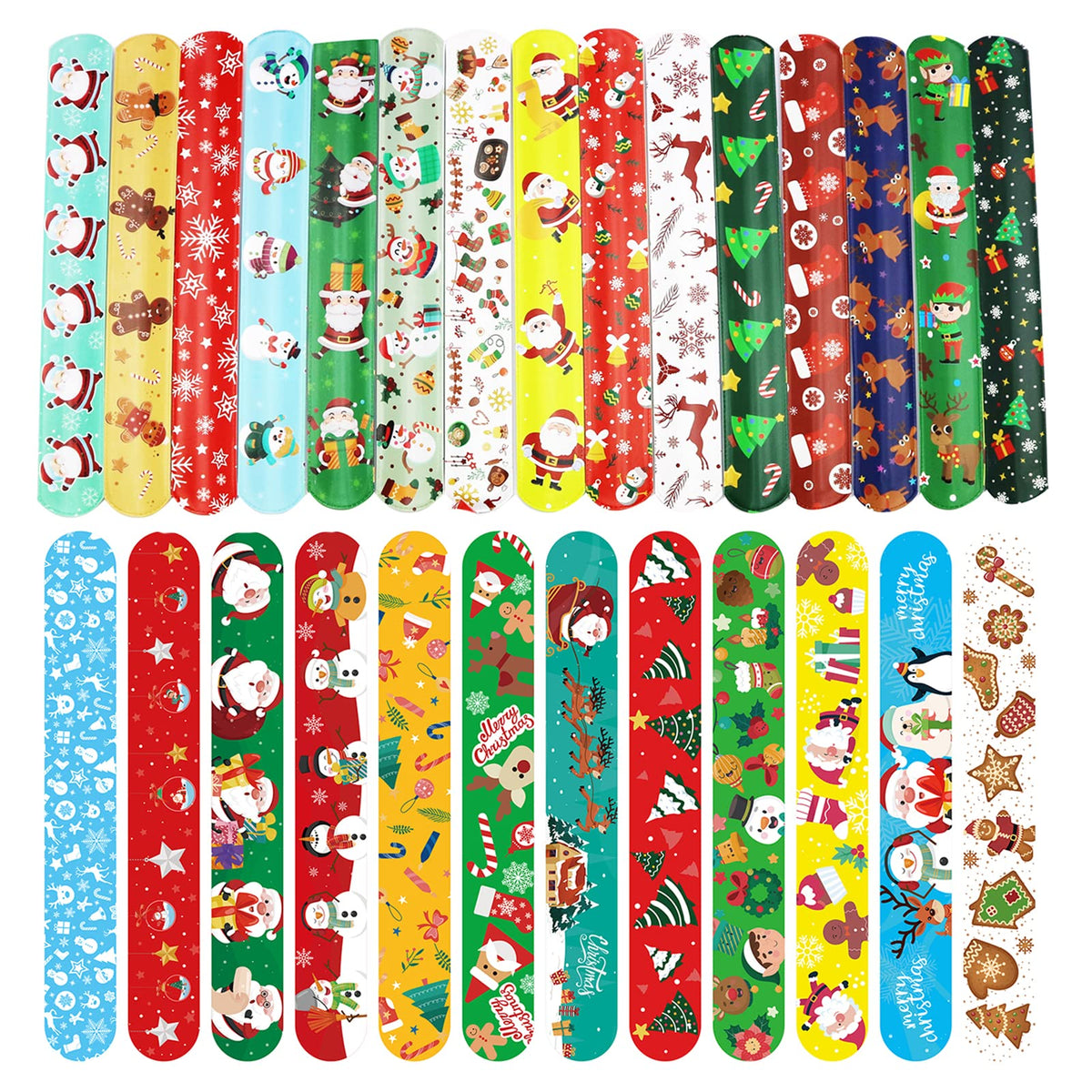 Christmas Slap Bracelets Wristband Slap Band for Kids Christmas Party Bag Filler Stocking Fillers,27Pcs Christmas Toys Snap Bracelet Bands Bulk for Boys Girls Xmas Party Favors Classroom Prizes Gifts