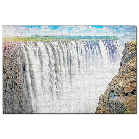 Zambia Jigsaw Puzzle 1000 Piece Victoria Falls Livingstone Zambia Puzzle Travel Souvenir Wooden