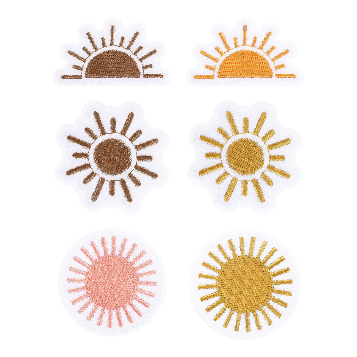 Thinp 6 Pcs Sun Iron On Patches for Clothes,Sun Vintage Patches Small Iron On Patches Boho Hippie Applique Embroidery Patches for Clothing Jeans Backpacks Hat Jacket Crafts DIY