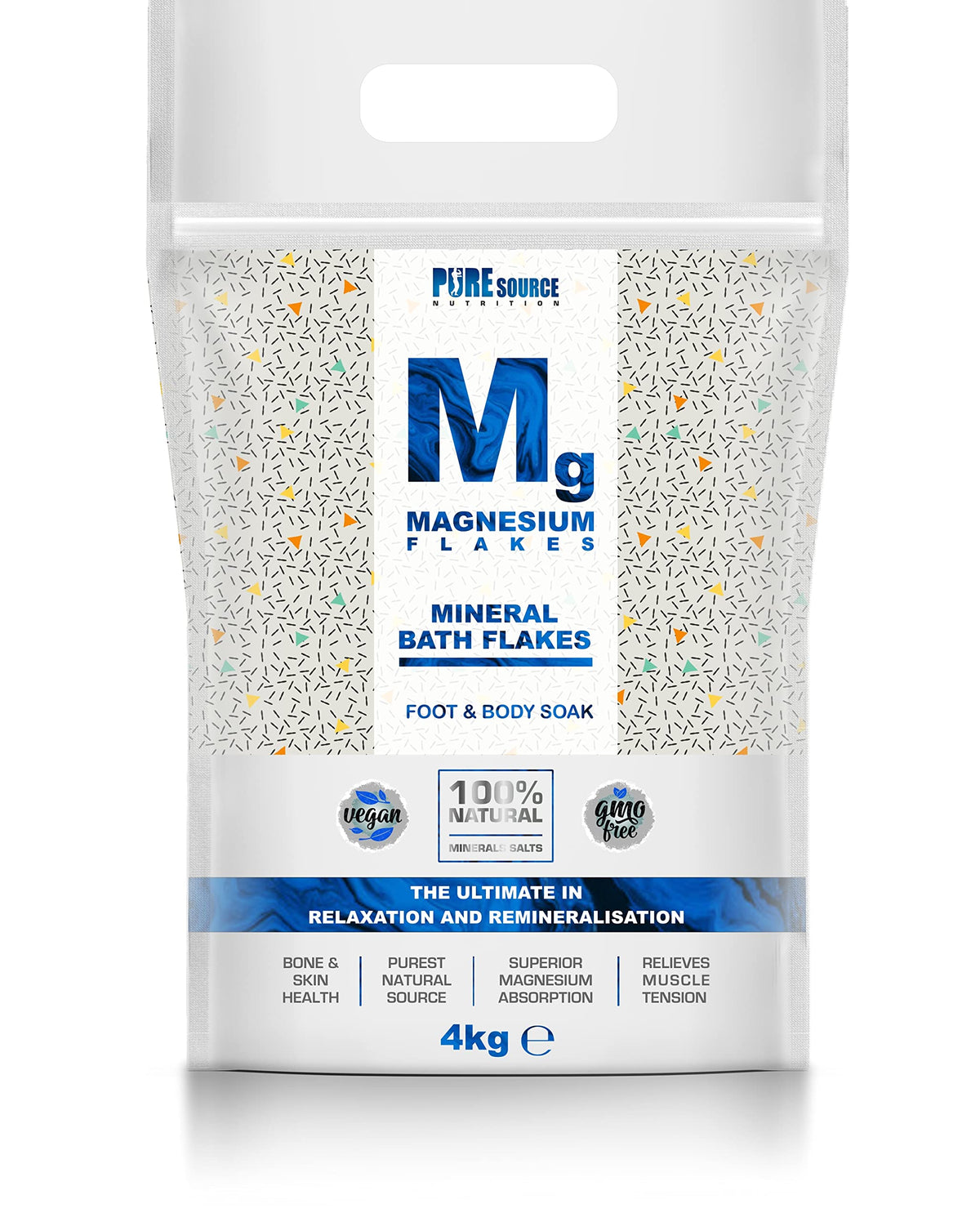 Magnesium Flakes 4KG Foot Body Bath Soak Mineral Bath Flakes for Bath Dead Sea Salt Chloride Salts - Vegan - GMO Free - Gluten Free by PSN