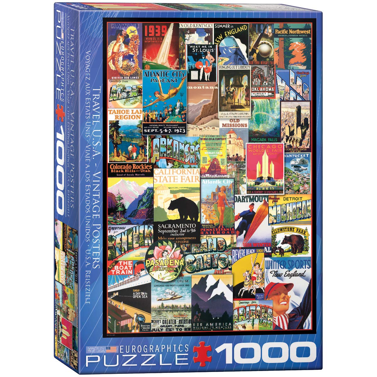EuroGraphics Travel USA Vintage Ads Jigsaw Puzzle (1000 Piece)