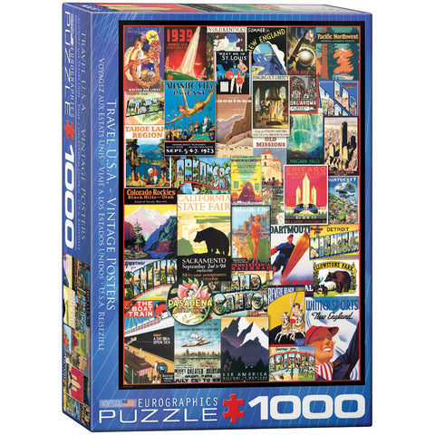 EuroGraphics Travel USA Vintage Ads Jigsaw Puzzle (1000 Piece)