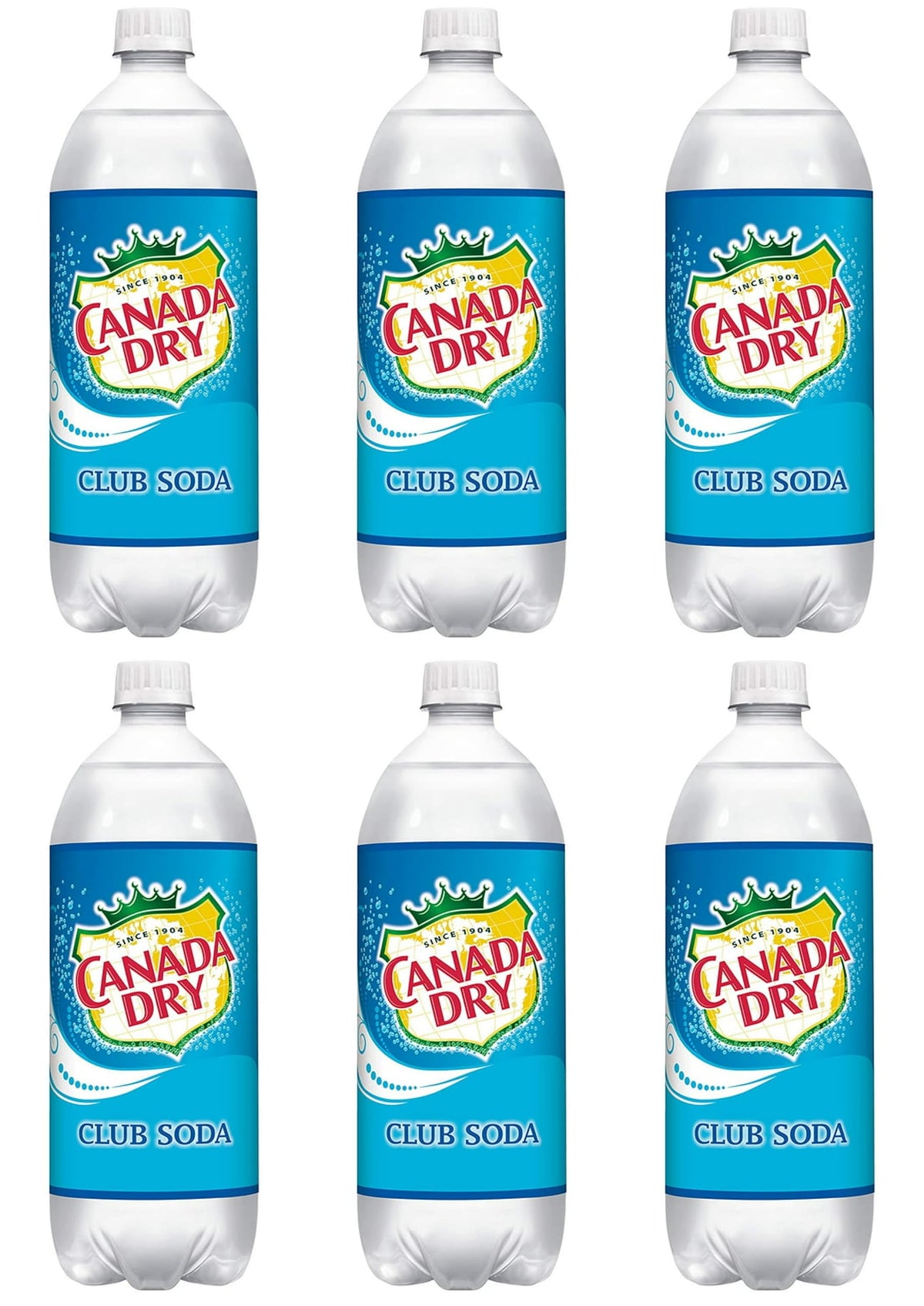 Canada Dry Club Soda, 1 Liter, 6 Bottles (Club Soda)