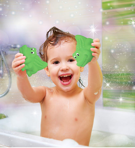 DolliBu Alligator Bath Buddy Squirter - Floating Green Alligator Rubber Bath Toy, Fun Water Squirting Bathtime Play for Toddlers, Cute and Soft Toy for Bathtub, Beach and Pool