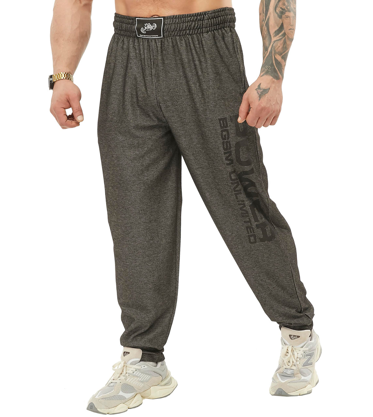 BIG SAM SPORTSWEAR COMPANY Men's Baggy Sweatpants with Pockets, Oldschool Loose Fit Gym Pants, Anthracite, X-Large