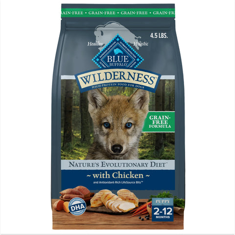 Blue Buffalo Wilderness High Protein, Natural Puppy Dry Dog Food, Chicken 4.5-lb
