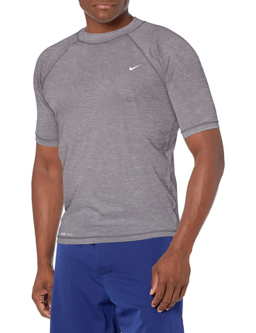 NIKE Swim Men's UPF 40+ Short Sleeve Rashguard Swim Tee, gunsmoke Heather, Small