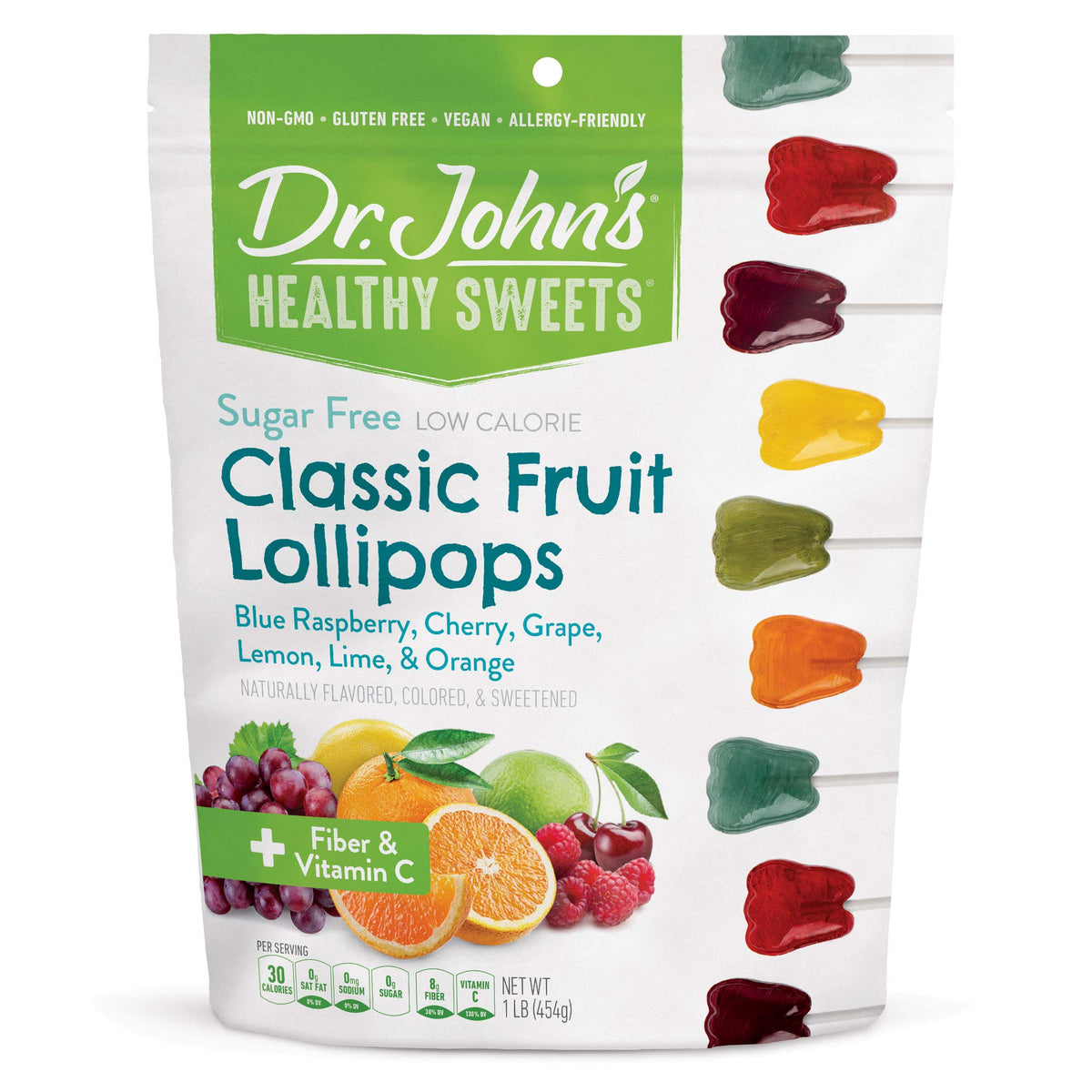 Dr. JohnÃƒÆ’Ã†â€™Ãƒâ€šÃ‚Â¢ÃƒÆ’Ã‚Â¢ÃƒÂ¢Ã¢â€šÂ¬Ã…Â¡Ãƒâ€šÃ‚Â¬ÃƒÆ’Ã‚Â¢ÃƒÂ¢Ã¢â€šÂ¬Ã…Â¾Ãƒâ€šÃ‚Â¢s Sugar Free Candy, Healthy Lollipops with Zero Sugar, Low Calorie Snacks, Keto Friendly Hard Candy Sweets, Classic Fruit Tooth, 60 Count, 1 LB