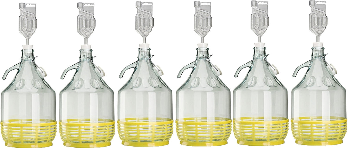 lilawelt24 Set of 6 5 Litre Snap-Top Bottles + Stopper + Fermentation Tube Fermentation Bottle Glass Bottle Snap-Top Fermentation Container