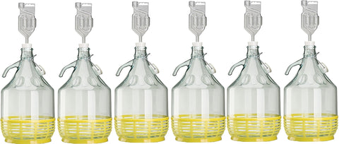 lilawelt24 Set of 6 5 Litre Snap-Top Bottles + Stopper + Fermentation Tube Fermentation Bottle Glass Bottle Snap-Top Fermentation Container