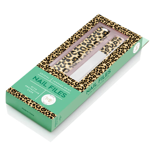 Best Crystal Glass Nail File for Women - Nail File & Travel Case - Nail File Set for Women - Heavy Duty Nail File for Natural Nails, Gel - Professional Nail Shaper - Leopard Print 3mm